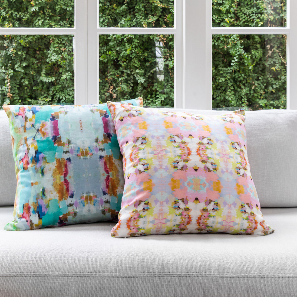 Fiesta Linen Throw Pillow in sofa display