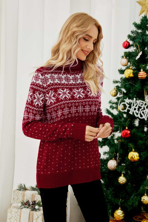 Christmas Snowflake Fair Isle Turtleneck Sweater is 100% acrylic