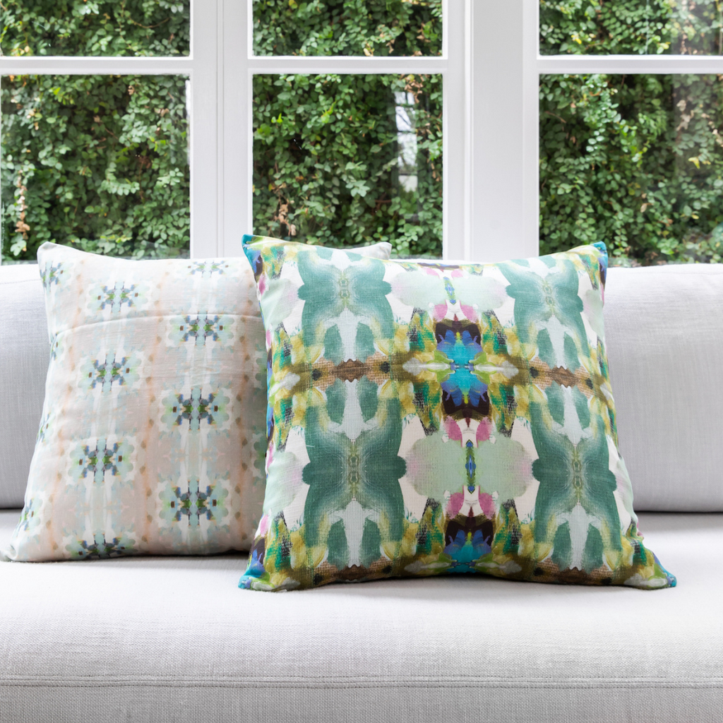 Lawson's Park Purple Linen Throw Pillow in sofa display