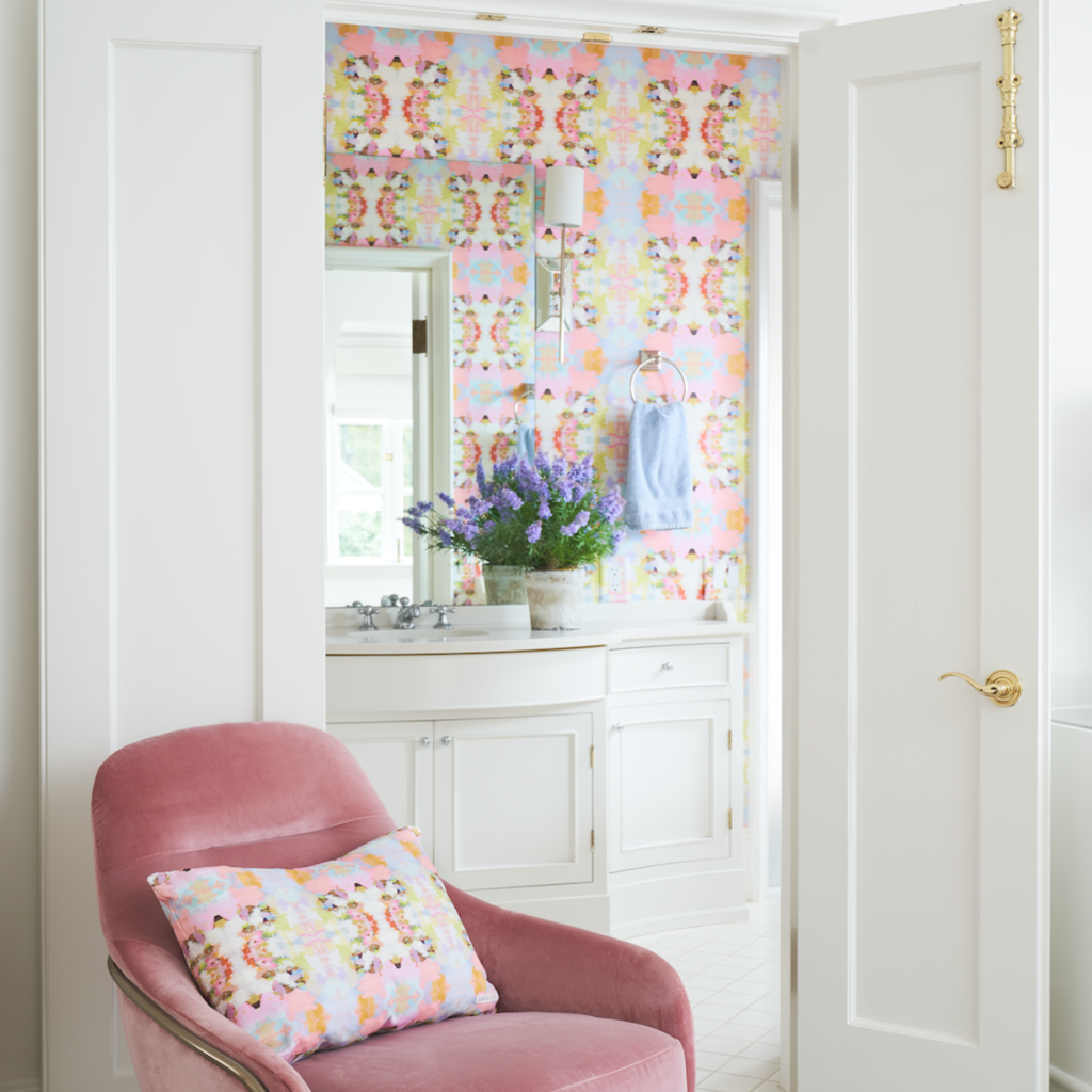 Brooks Avenue Pink Linen Pillow from Laura Park Designs lifestyle setting