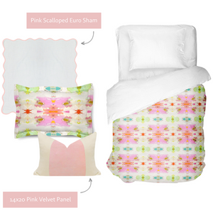 Giverny Dorm Bedding Set with complementing pink sham and pillow