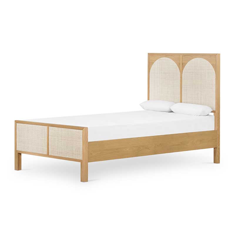 Allegra Bed oak frame with light cane detailing from Four Hands Twin