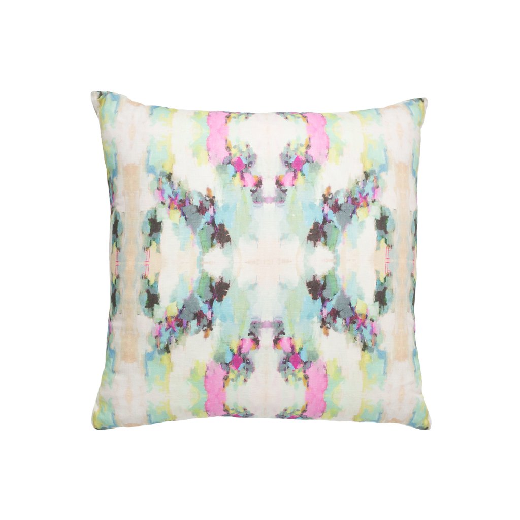 Alphabet Soup linen pillow from Laura Park Designs soft multi-color square