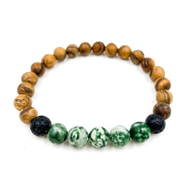 Green Tree Agate and Light Sandalwood beaded bracelet from Everwood overview
