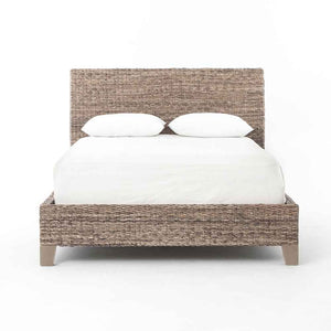 Banana Leaf King Bed abaca and mango wood Four Hands front view