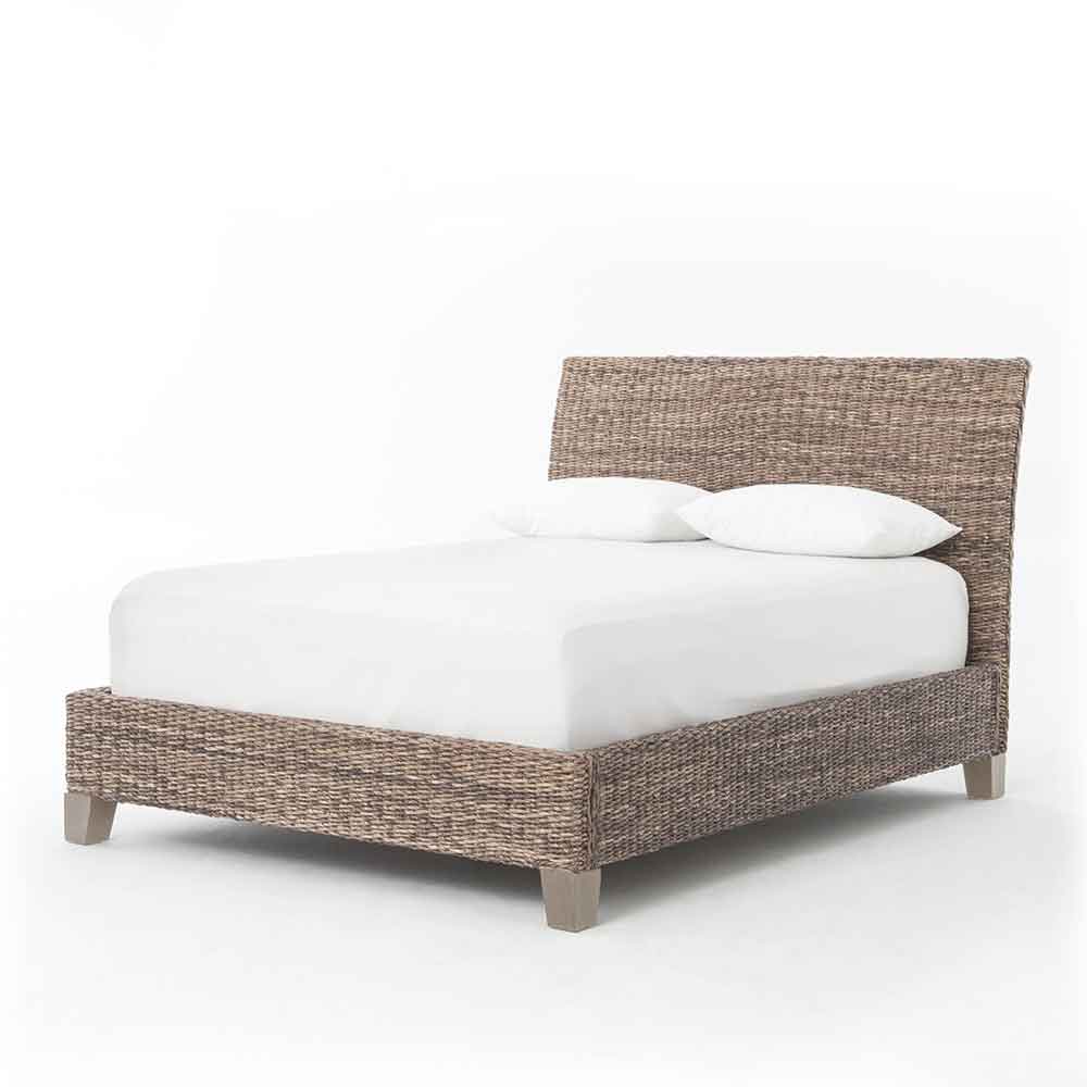 Banana Leaf King Bed abaca and mango wood Four Hands product image