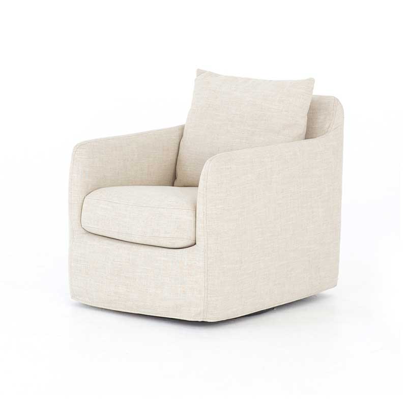 Banks Swivel Chair in Cambric Ivory from Four Hands
