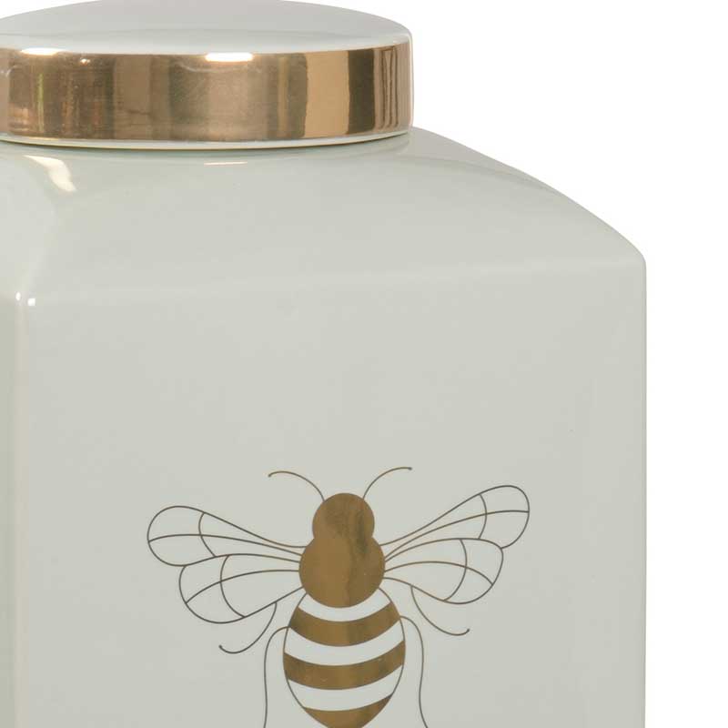 Bee Gracious ginger jar in frostworks with gold metallic royal bee from Chelsea House detail image