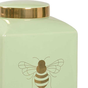 Bee Gracious ginger jar in pistachio with gold metallic royal bee from Chelsea House detail image