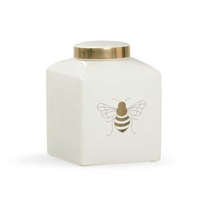 Bee Gracious ginger jar in white with gold metallic royal bee from Chelsea House