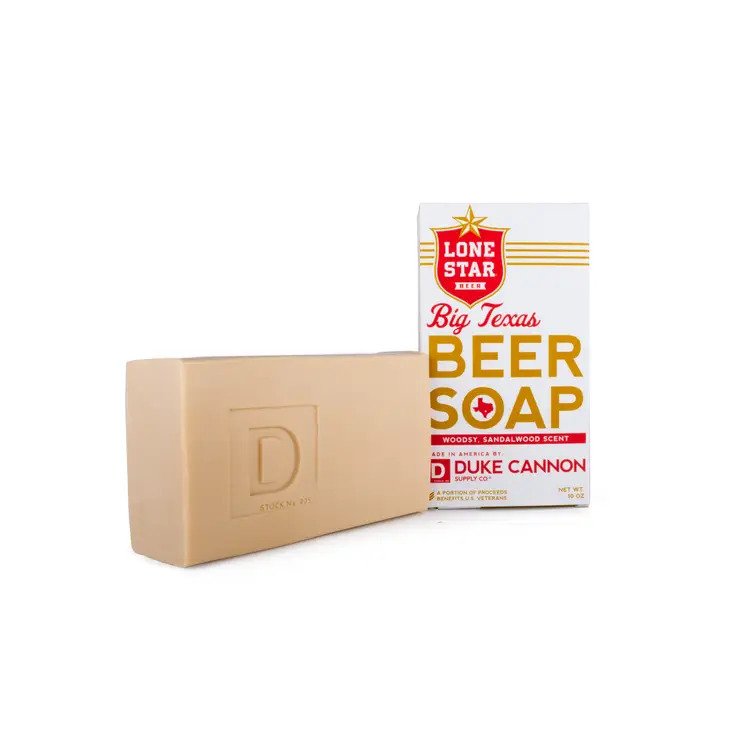 Big Texas Beer Soap super-size bar soap has a sandalwood scent that won't leave you smellling like a brewery