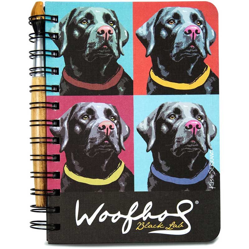 Black Lab Woofhol Journal Set with artistic cover of 80-page journal