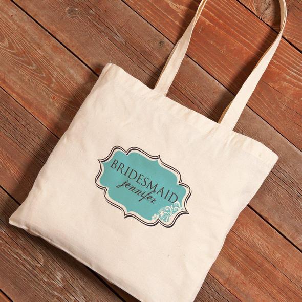 Personalized Bridesmaid Canvas Tote simply sweet design