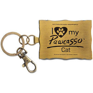 Brown Tabby Pawcasso Keychain with mini engraved Pawcasso Cat on back