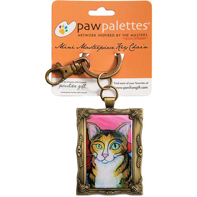 Brown Tabby Pawcasso Keychain on hang card