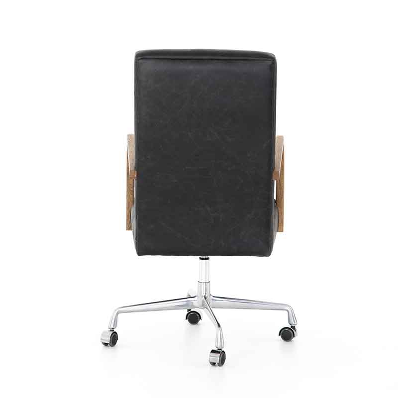 Bryson Channeled Desk Chair in smoky leather from Four Hand back view