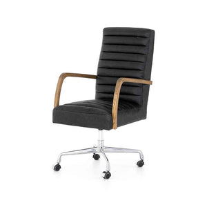 Bryson Channeled Desk Chair in smoky leather from Four Hand product image