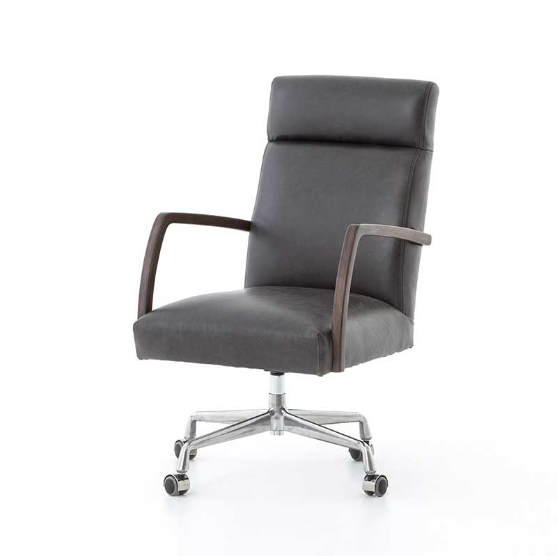 Bryson Desk Chair in Chaps Ebony Brown Velvet from Four Hand product image