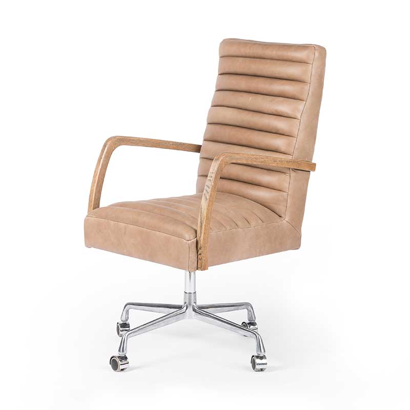 Bryson Channeled Desk Chair in Palermo leather from Four Hand product image