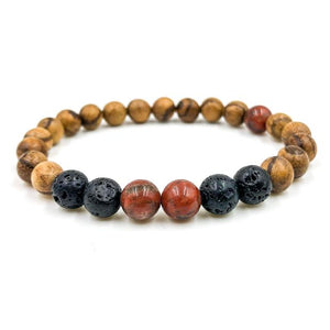 Sesame jasper, lava rock and sandalwood beaded bracelet from Everwood