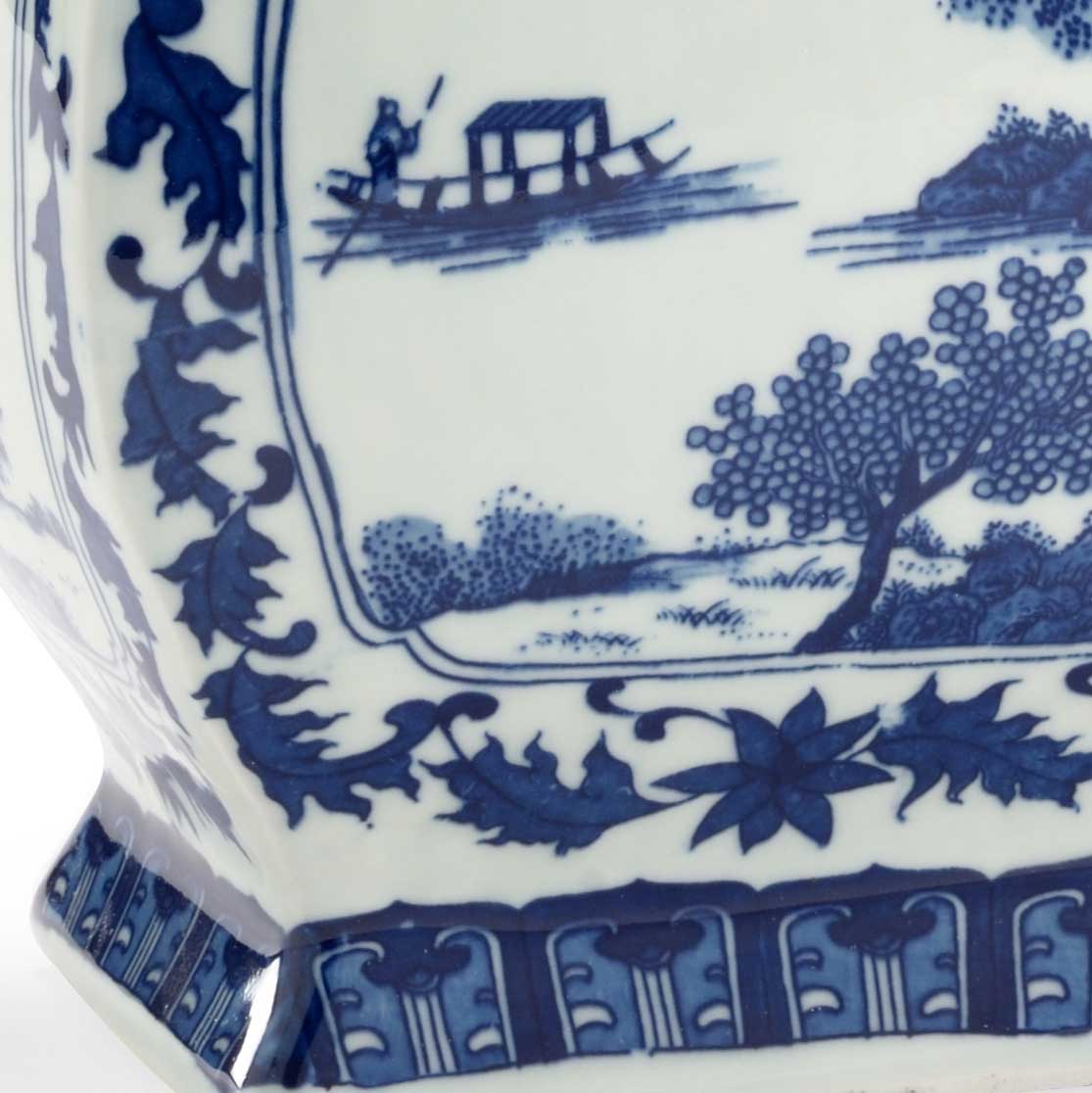 Londonderry Vase Blue and White Collection Hand Painted Porcelain Chelsea House Detail Image