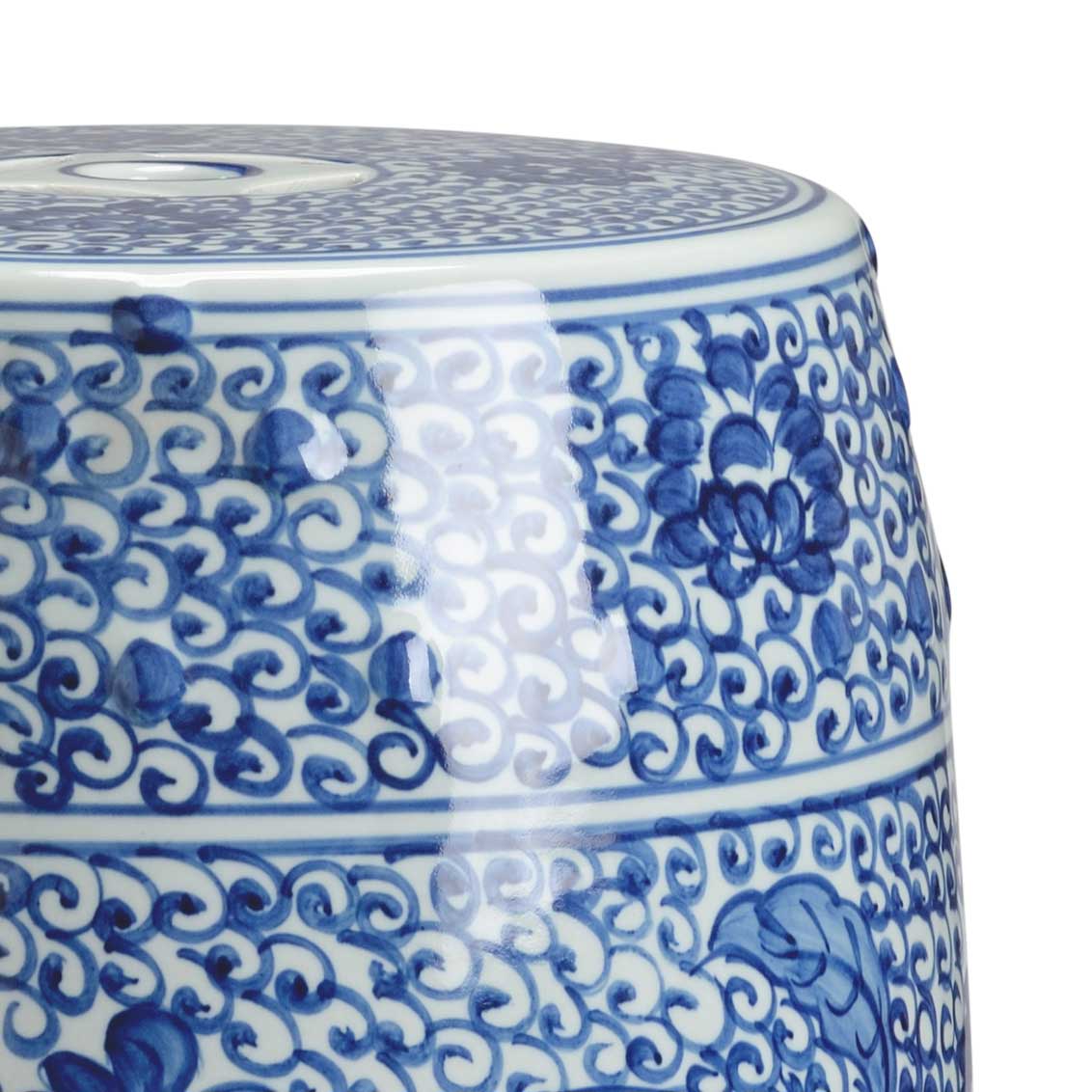 Zue Garden Seat Home Decor Accessory Blue and White Detail Image