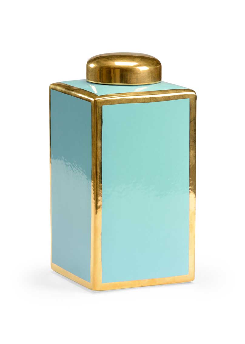Link Vase Light Turquoise Gold Detail Claire Bell Chelsea House