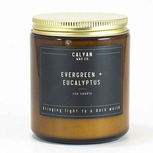 Amber Jar Candle with Bronze Lid Evergreen & Eucalyptus Calyan Wax Co.