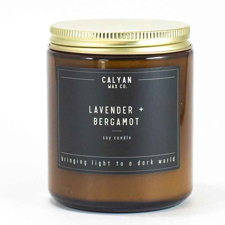 Amber Jar Candle with Bronze Lid Lavender & Bergamot Calyan Wax Co.
