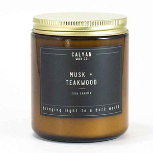 Amber Jar Candle with Bronze Lid Musk & Teakwood Calyan Wax Co.
