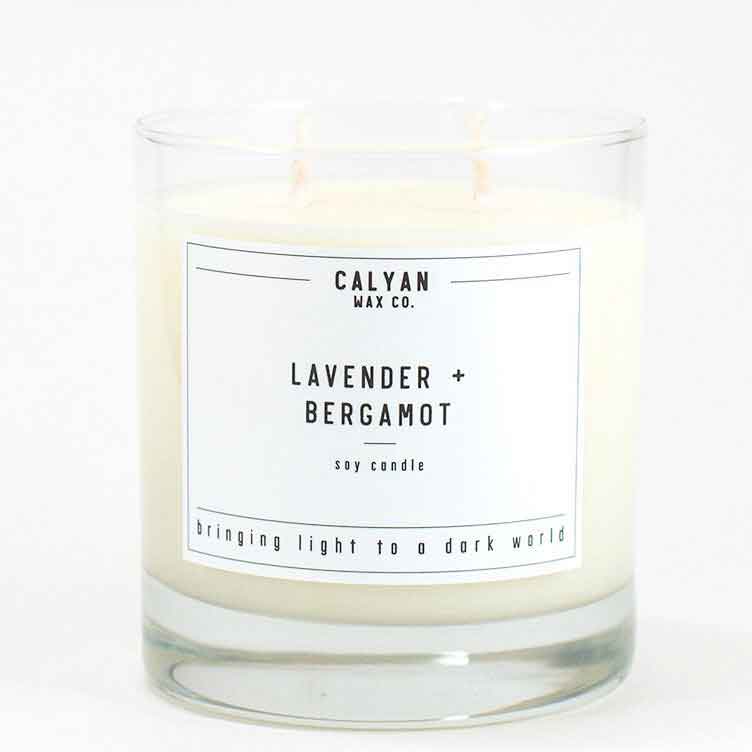 Calyan Glass Tumbler Candle Lavender and Bergamot Scents 