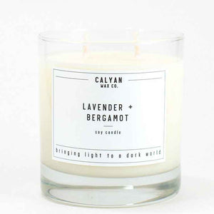 Calyan Glass Tumbler Candle Lavender and Bergamot Scents 
