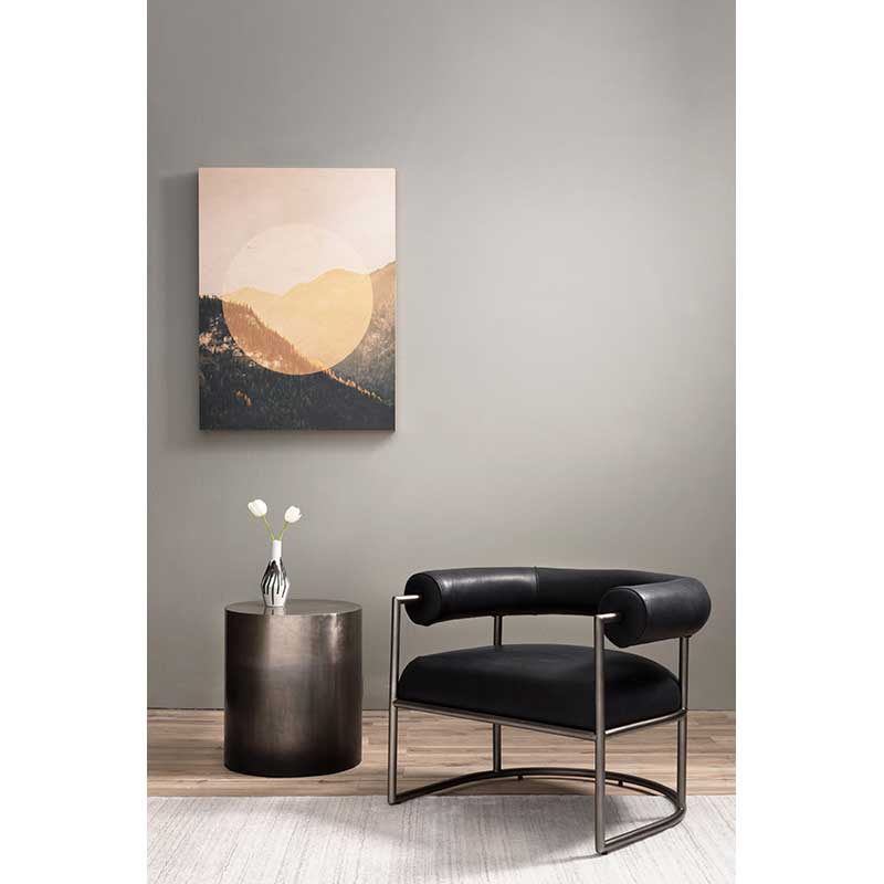 Cameron End Table in ombre pewter brass finish lifestyle image