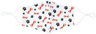 Candy Cane Bones with red candy cane bones and pawprints flat view
