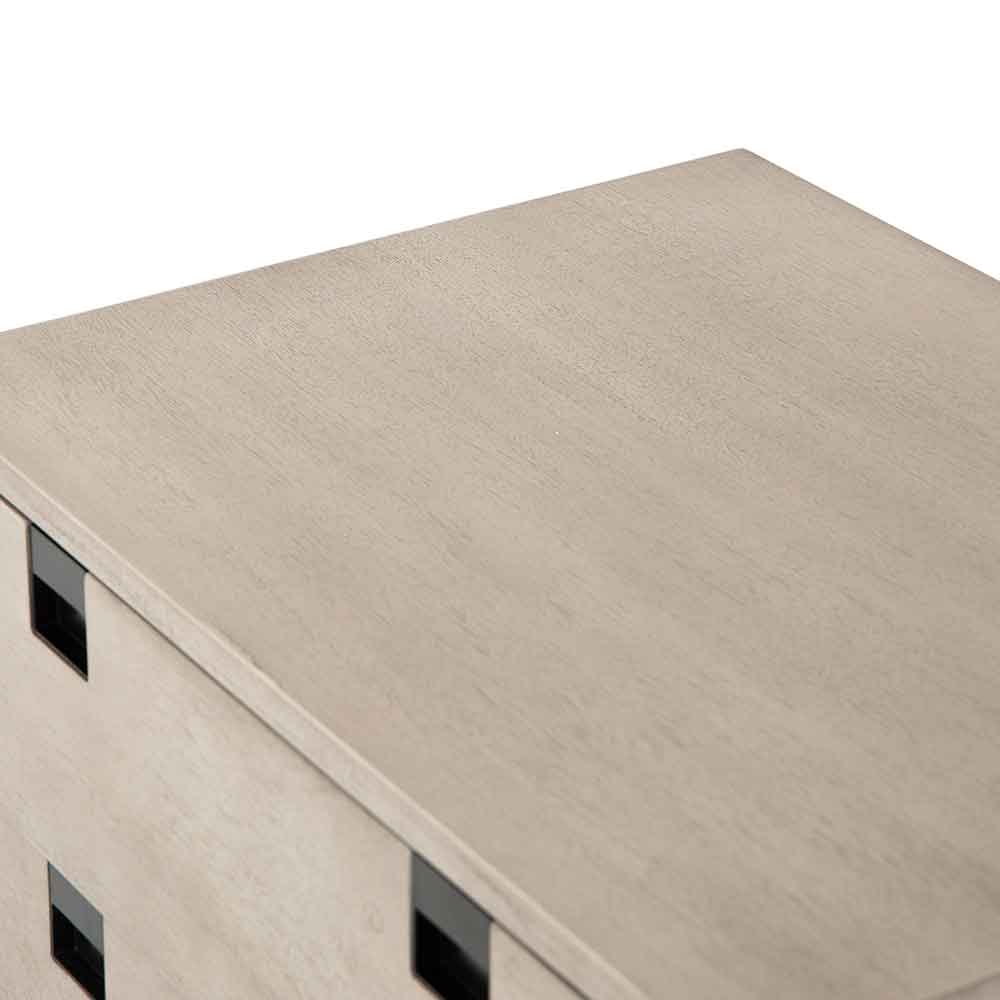 Grey washed 2 drawer nightstand of Acacia veneer from Four Hands surface perspective