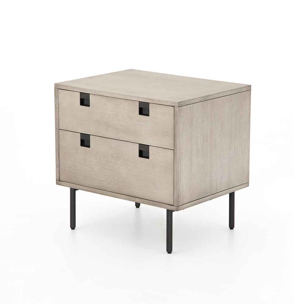 Grey washed 2 drawer nightstand of Acacia veneer from Four Hands