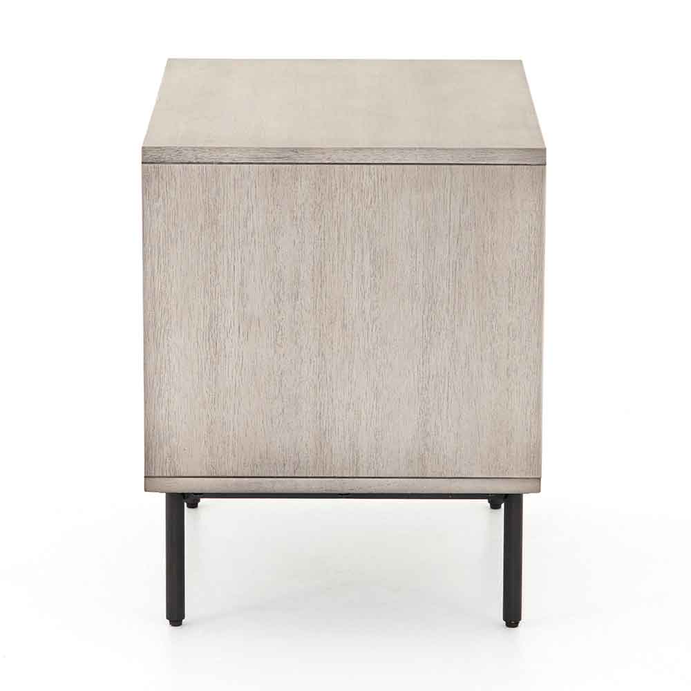 Grey washed 2 drawer nightstand of Acacia veneer from Four Hands side view