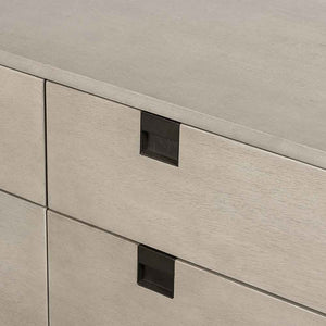 Carly 6 Drawer Dresser Greywash Acacia Four Hands front edge detail