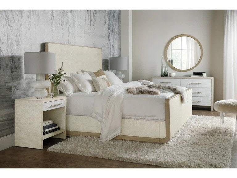 Cascade King sleigh bed in whites and creams from Hooker Furniture