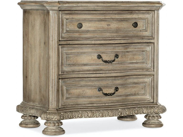 Castella Three Drawer Nightstand from Hooker in medium wood finish traditional style