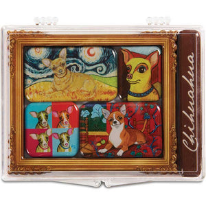 Chihuahua Magnet Set with 6 magnets featuring artwork of Gretchen Kish Serrano