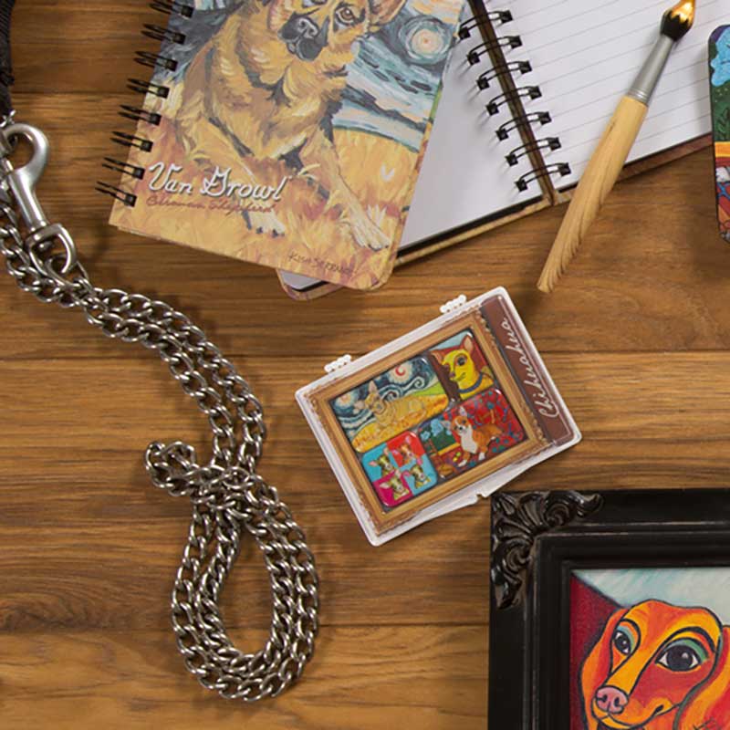 Chihuahua Magnet Set with 6 magnets featuring artwork of Gretchen Kish Serrano with related products