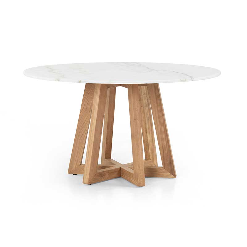 Creston White Marble dining table in honey oak from Four Hands