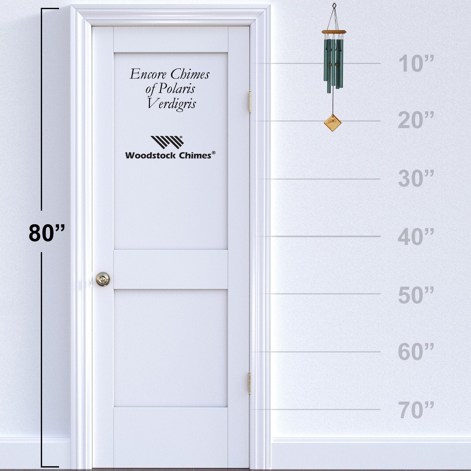 Chimes of Polaris™ - Verdigris hanging proportion reference