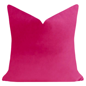 Hot Pink Solid Velvet Pillow in 22" x 22" size