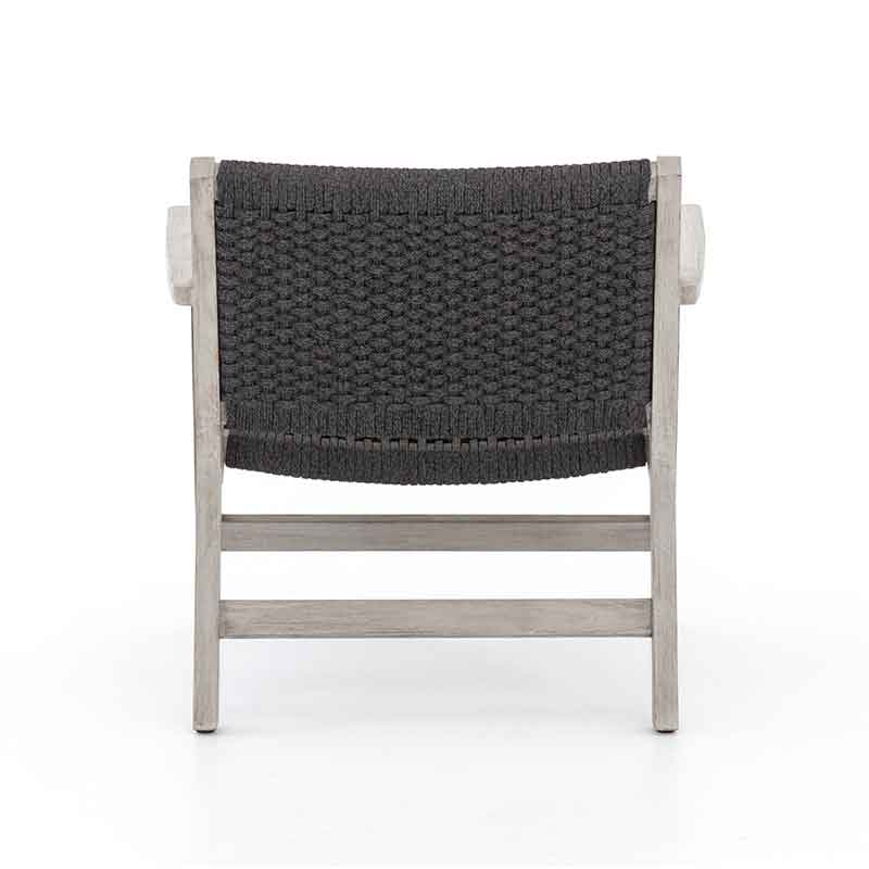 Delano Chair dark grey rope and weathered teak from Four Hands back view