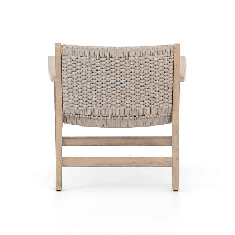 Delano Chair light grey rope and washed teak from Four Hands back view