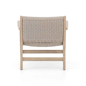Delano Chair light grey rope and washed teak from Four Hands back view