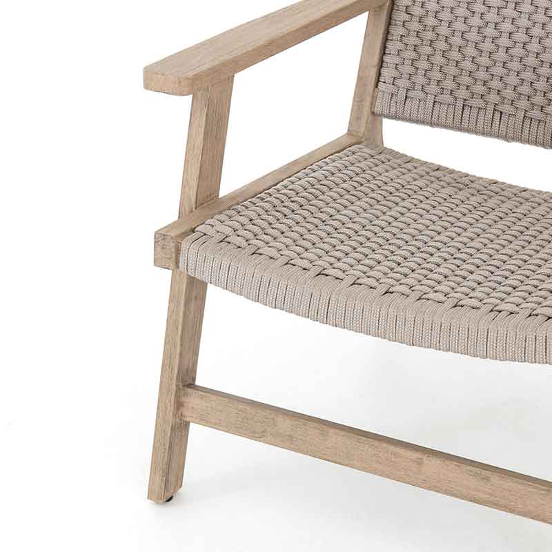 Delano Chair light grey rope and washed teak from Four Hands front edge
