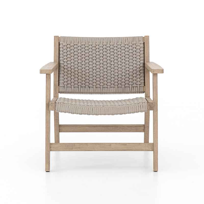 Delano Chair light grey rope and washed teak from Four Hands front view